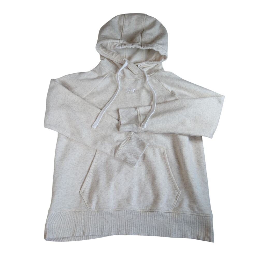 Under Armour Hoodie Sweatshirt Womens Medium White Cream Loose Hood Long Sleeve